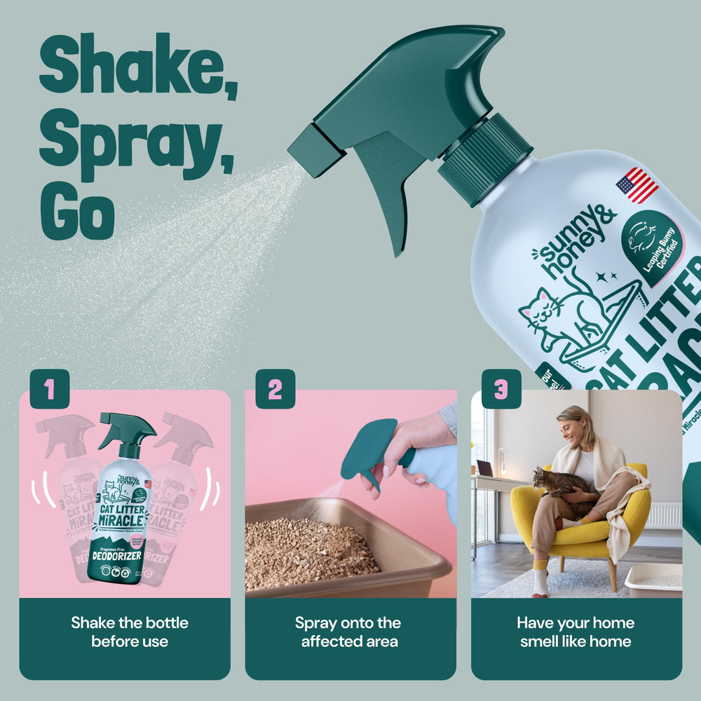 Sunny & Honey pee odor elimination with enzyme-powered deodorizing action.