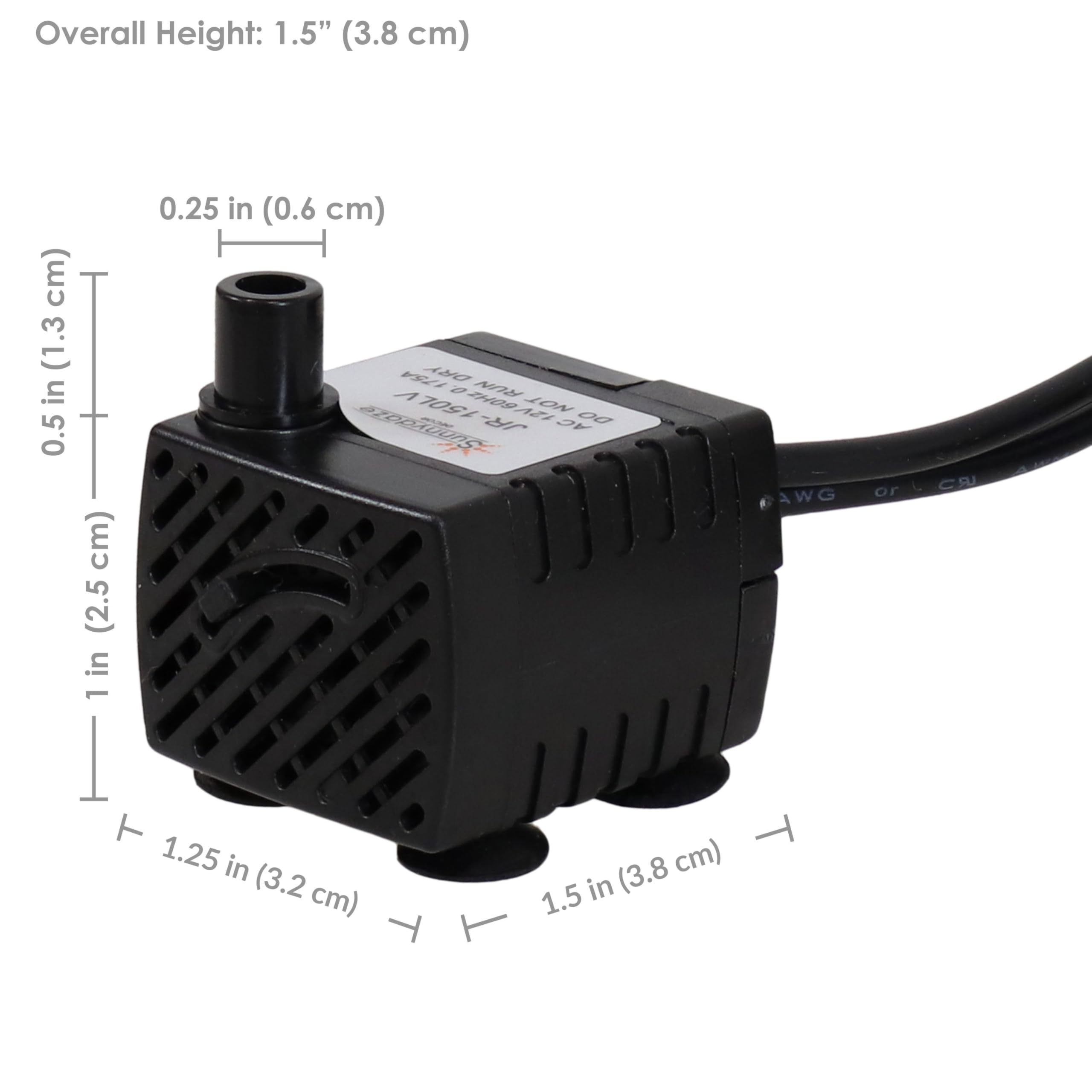 Sunnydaze 21 inch cord connects pump to LED light ring for neat installation.