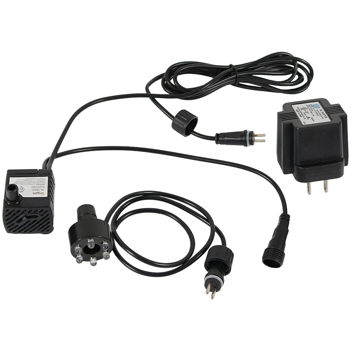 Sunnydaze 40 GPH submersible pump compact in small fountain setup for bird baths.