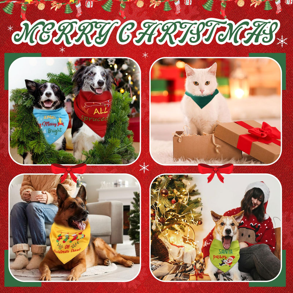 Sunnymove Christmas dog bandana Christmas tree pattern perfect for holiday looks.