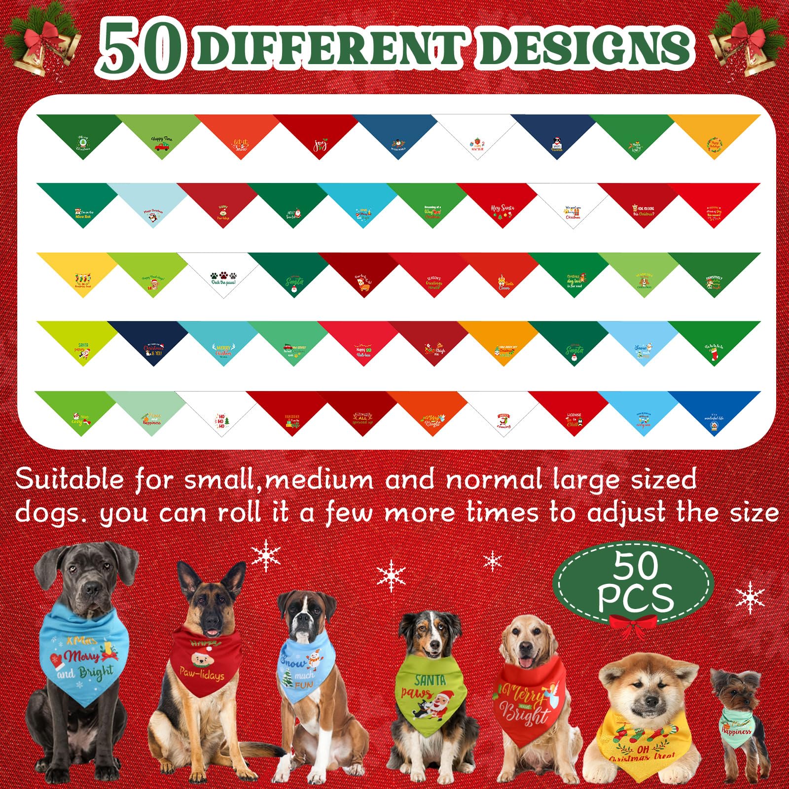 Sunnymove Christmas dog bandana elk design adds festive charm on walks.
