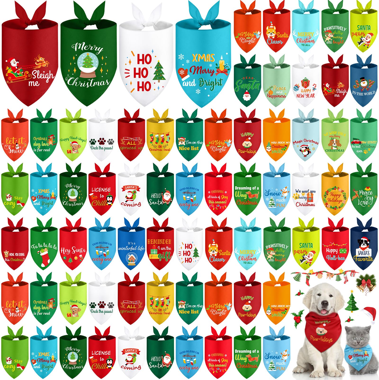 Sunnymove Christmas dog bandana Santa Claus design for festive photos.