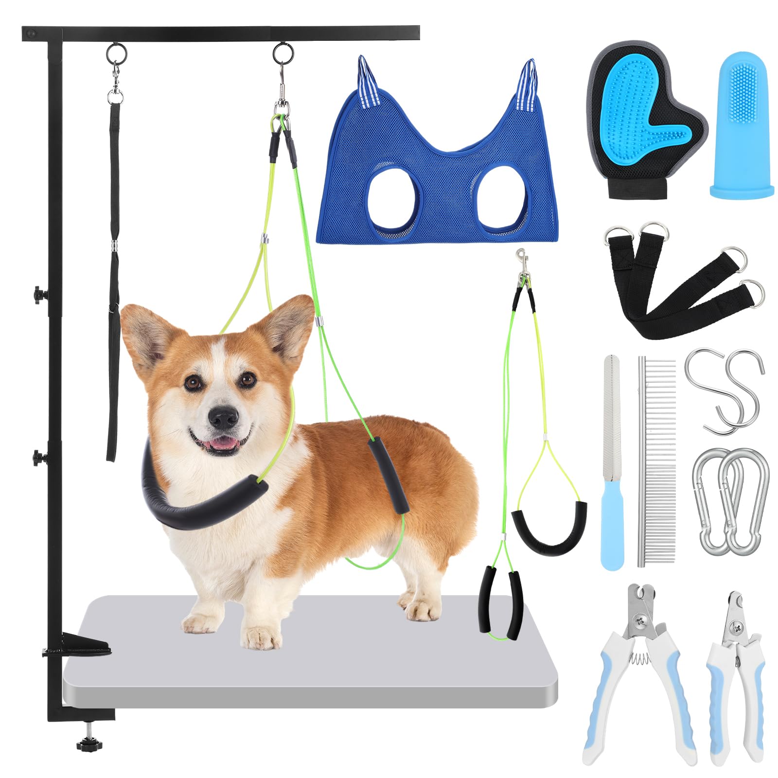 Sunnymove dog grooming arm adjustable stand clamps securely for steady home grooming
