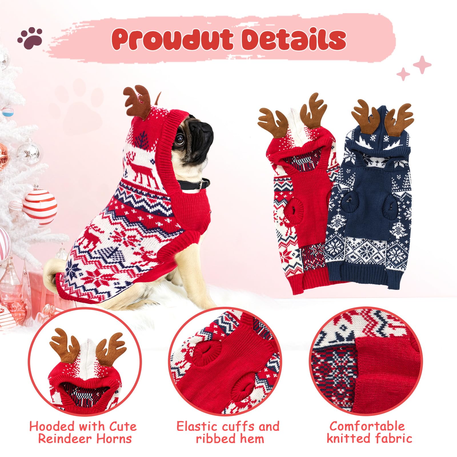 Sunnymove hooded antler design adds cute holiday charm to outfit