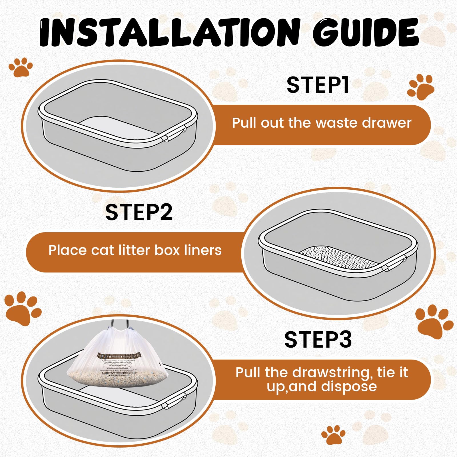 Sunnymove waterproof waste bags prevent spills around the litter area.