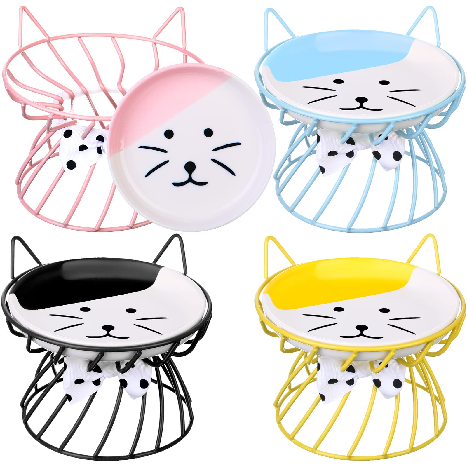 Sunnyray cat feeder with colorful bowls on a stand for whisker-friendly, easy meals.