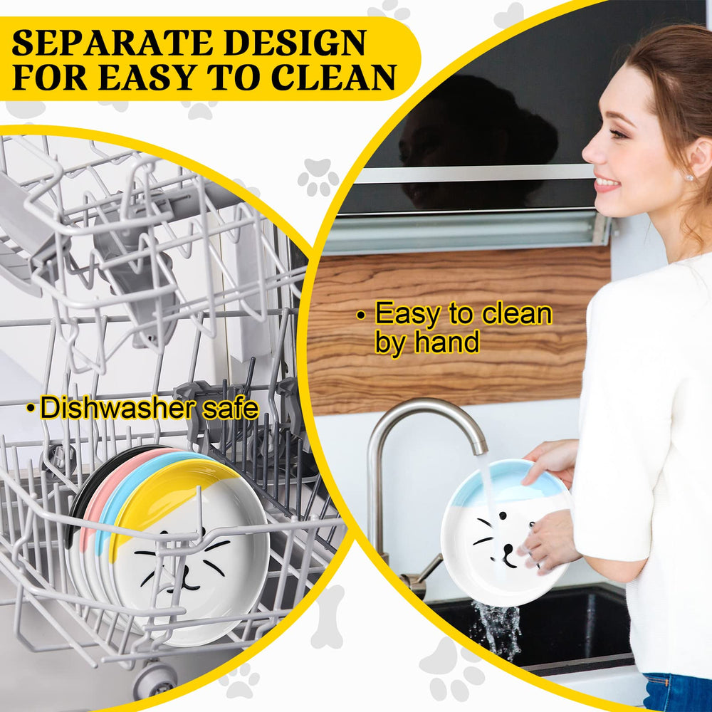 Sunnyray cat feeder ceramic bowls are dishwasher-safe and odor-resistant.