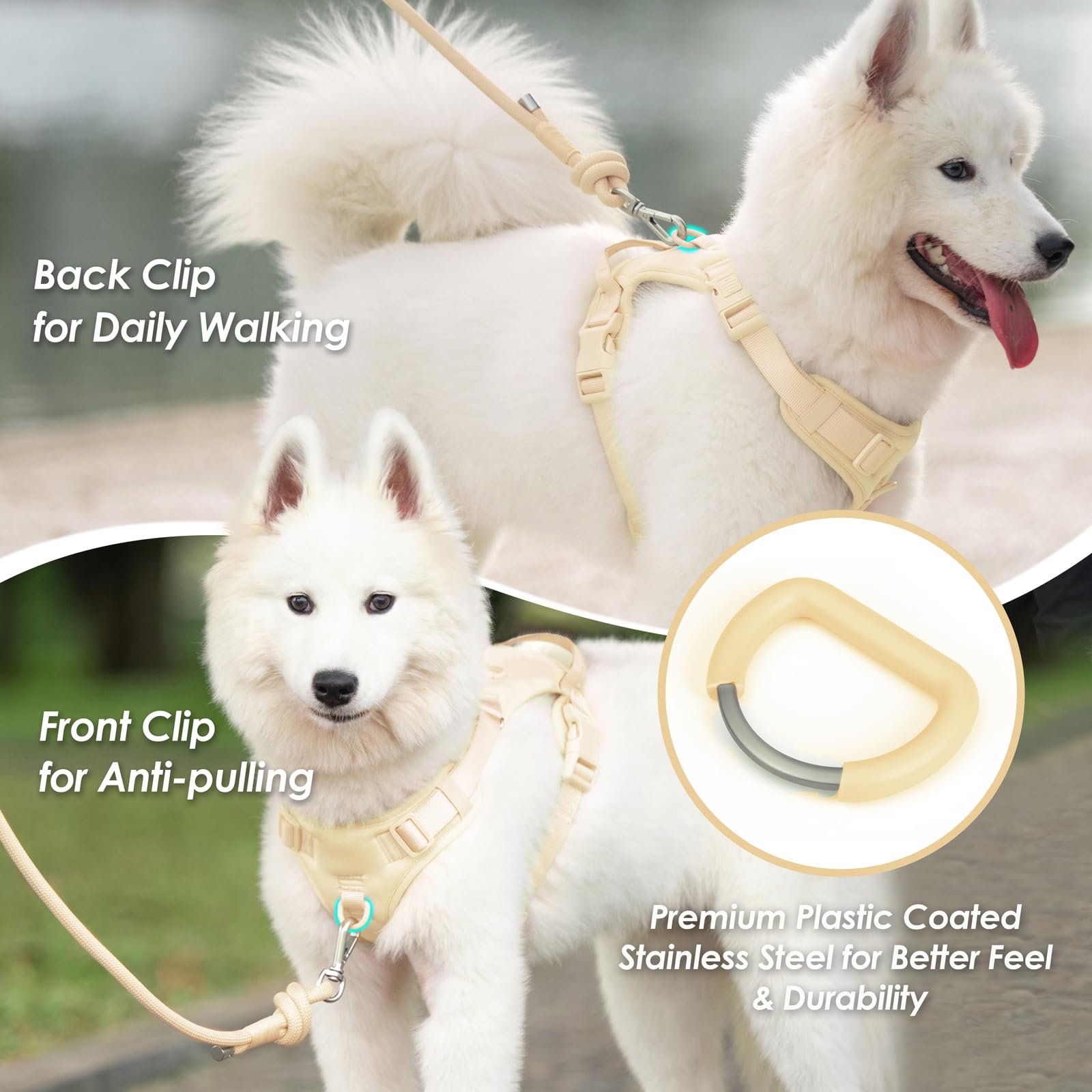 Sunraymascota harness handle provides extra control for cars and stairs.