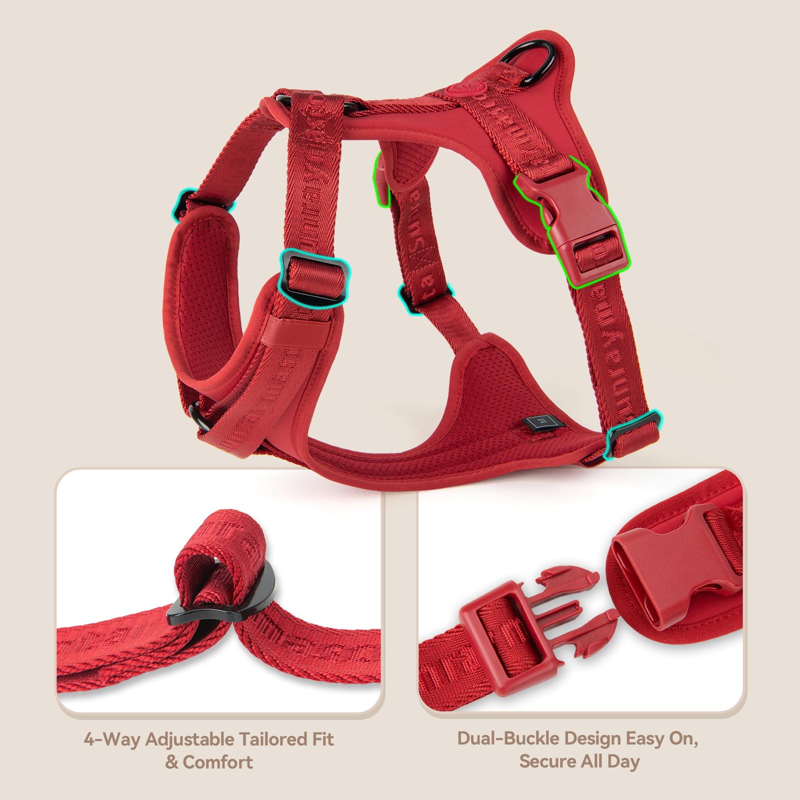 Sunraymascota no-pull harness quick-release buckles ensure easy dressing