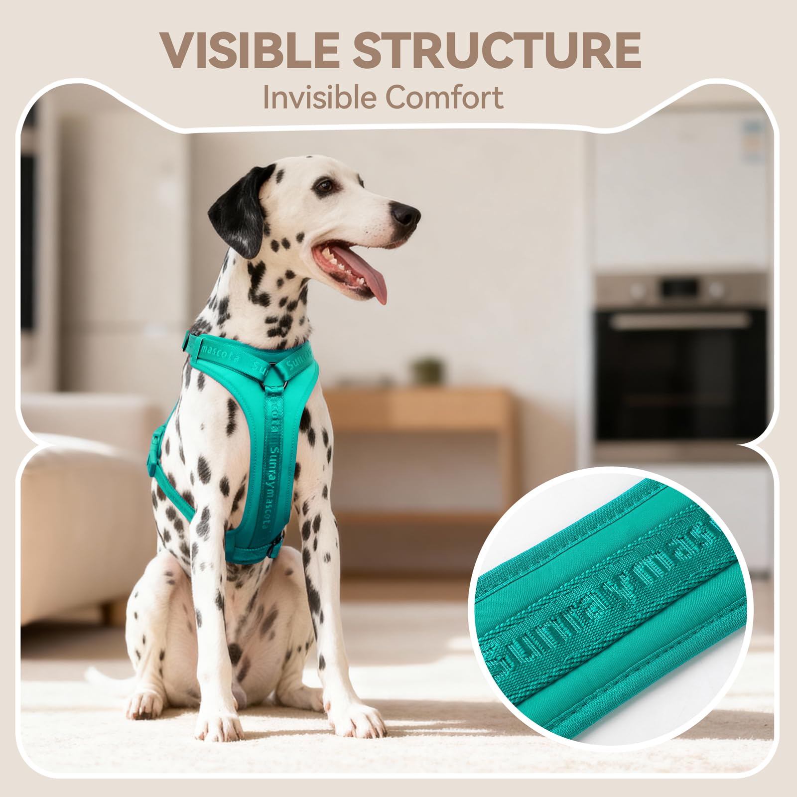 Sunraymascota No Pull Harness breathable mesh keeps your dog cool on hikes.