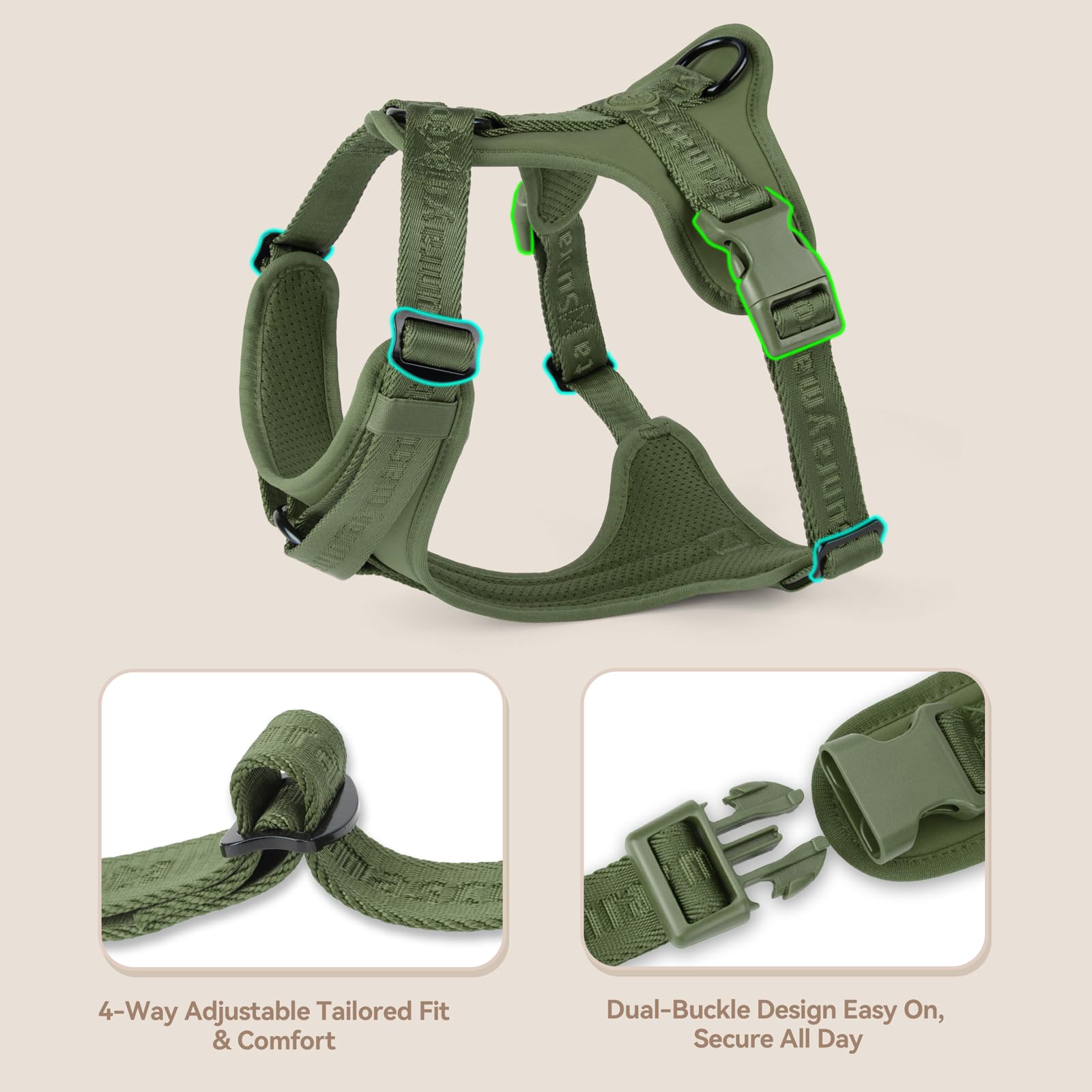 Sunraymascota no pull harness dual quick release buckles simplify dressing and comfort