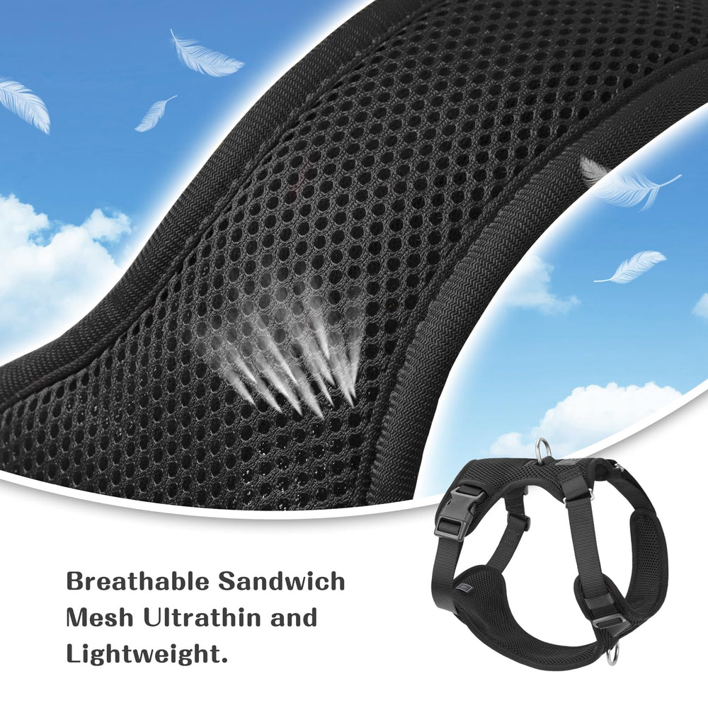 Sunraymascota No Pull Harness quick-release clips for easy on and off.