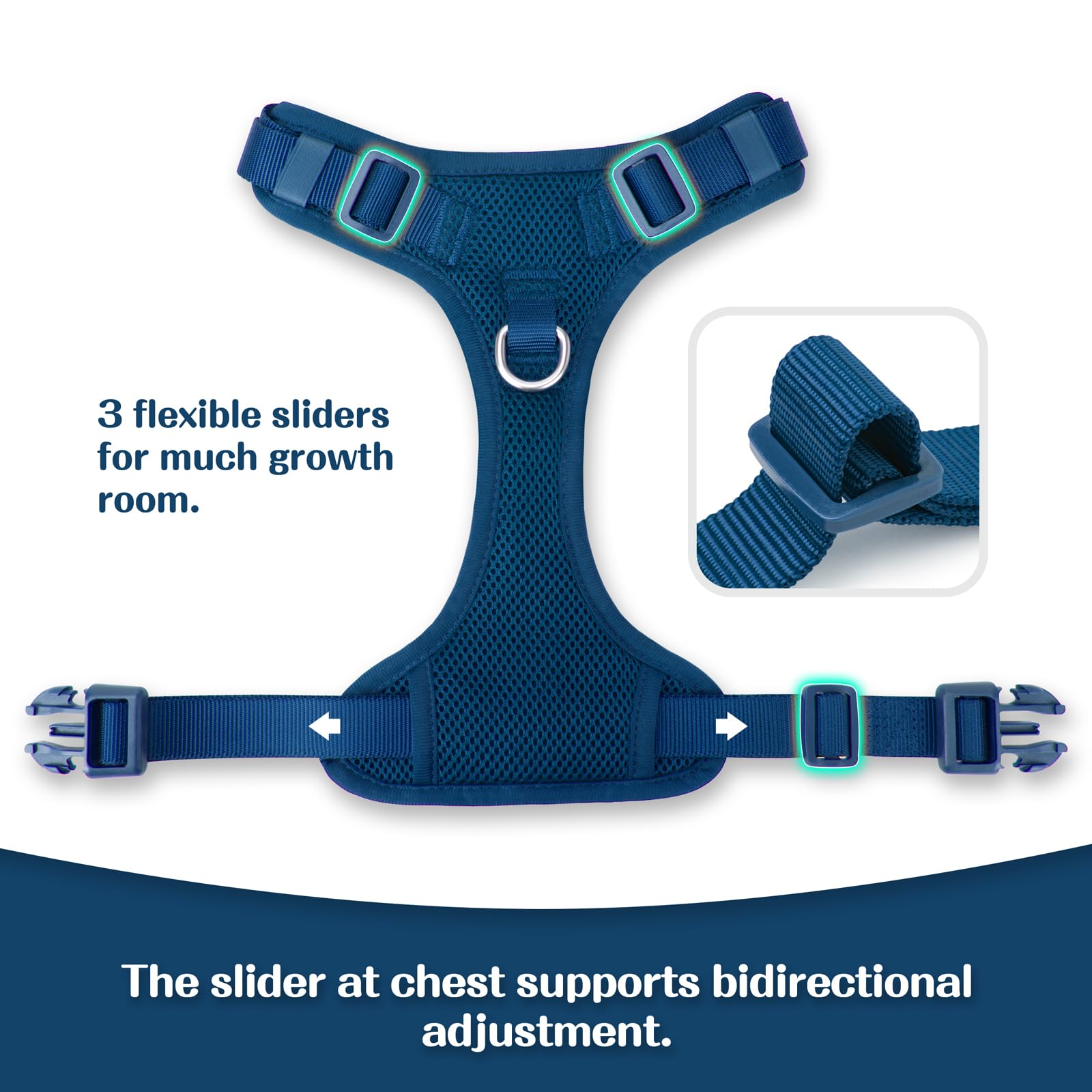 Sunraymascota no-pull harness escape-proof design increases security on hikes.