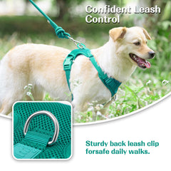Sunraymascota No Pull Harness escape-proof structure for secure outdoor adventures.