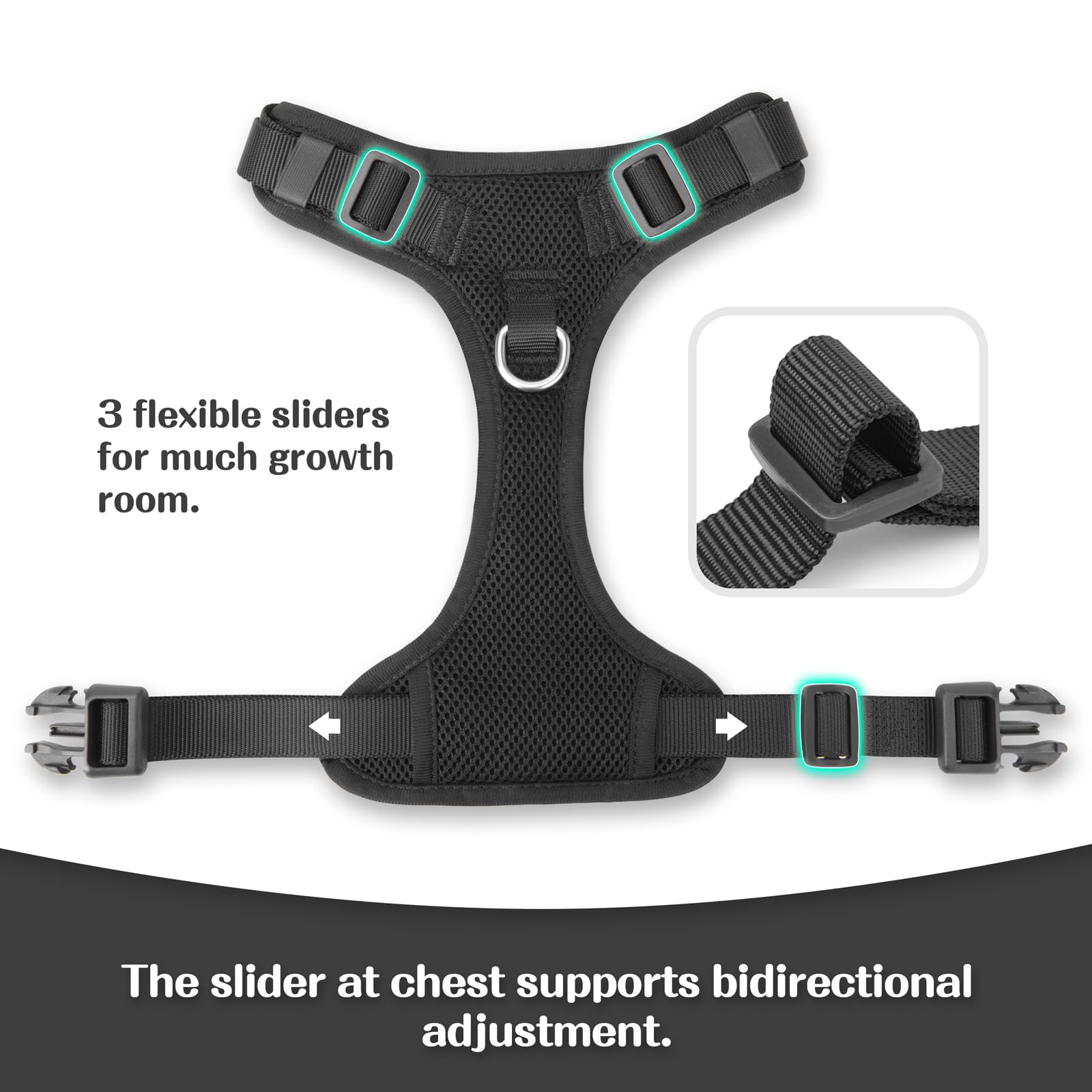 Sunraymascota No Pull Harness breathable mesh keeps dogs cool during long walks.