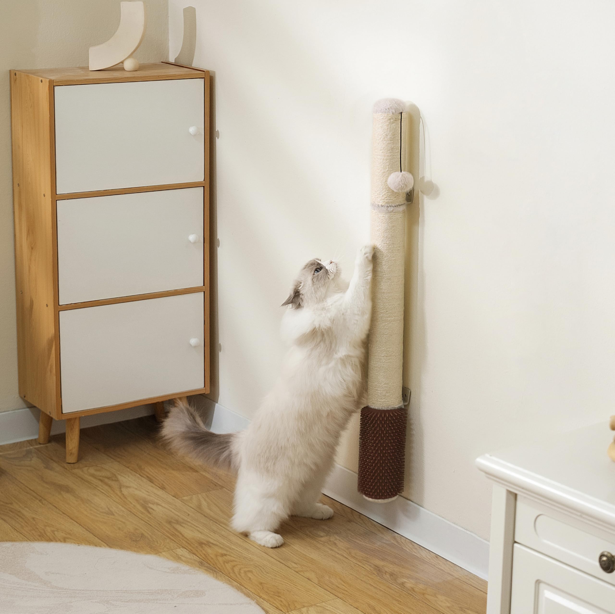 SUNRUI 34-inch wall scratcher with vertical sisal for full-body stretch.
