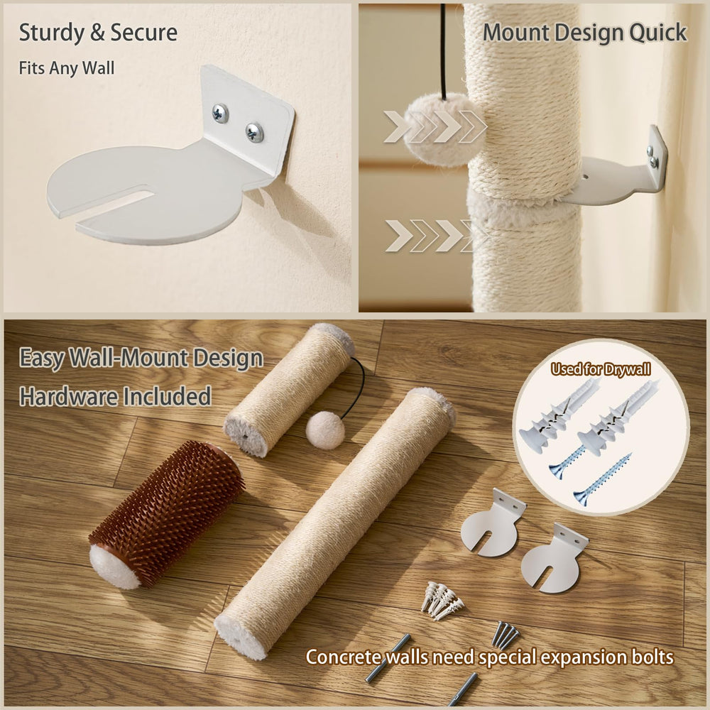 SUNRUI modern beige cat scratcher with hanging ball toy for engagement.