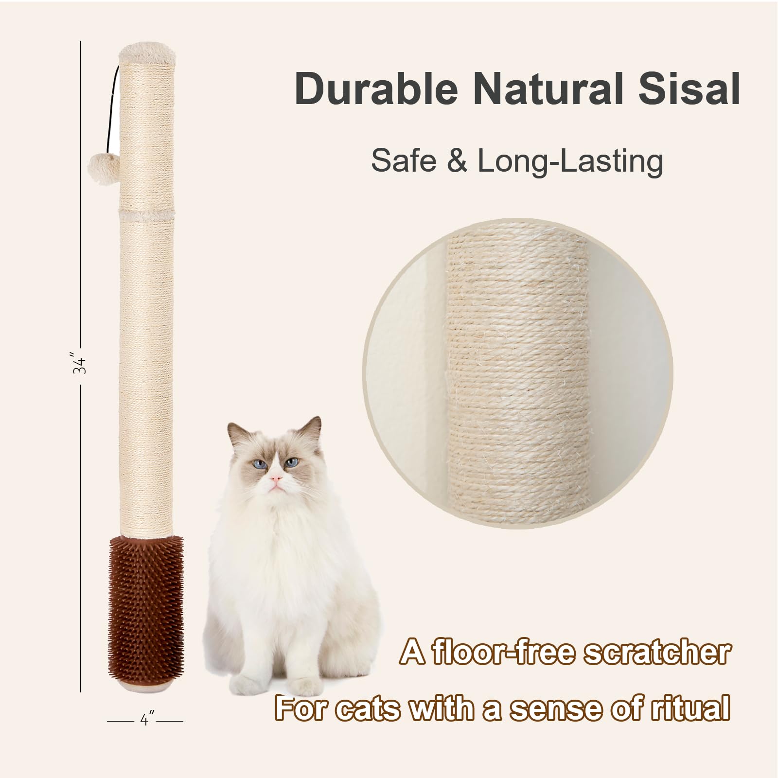 SUNRUI natural sisal rope texture encouraging scratching and furniture protection.