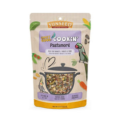 Sunseed Pastamoré bird-treat-bowl show a colorful cookable snack supporting a varied bird diet.