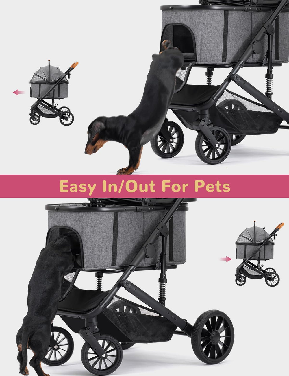 SUNTHX dog stroller breathable mesh promotes ventilation during outings.