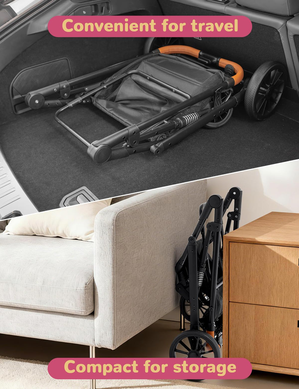 SUNTHX dog stroller easy-assembly feature simplifies setup and car transport.