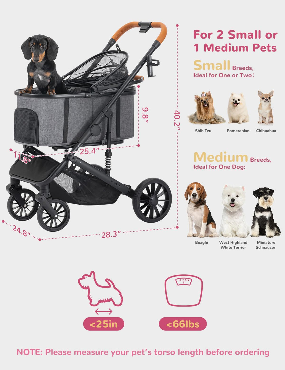 SUNTHX dog stroller folded mode shows compact, portable design for travel.
