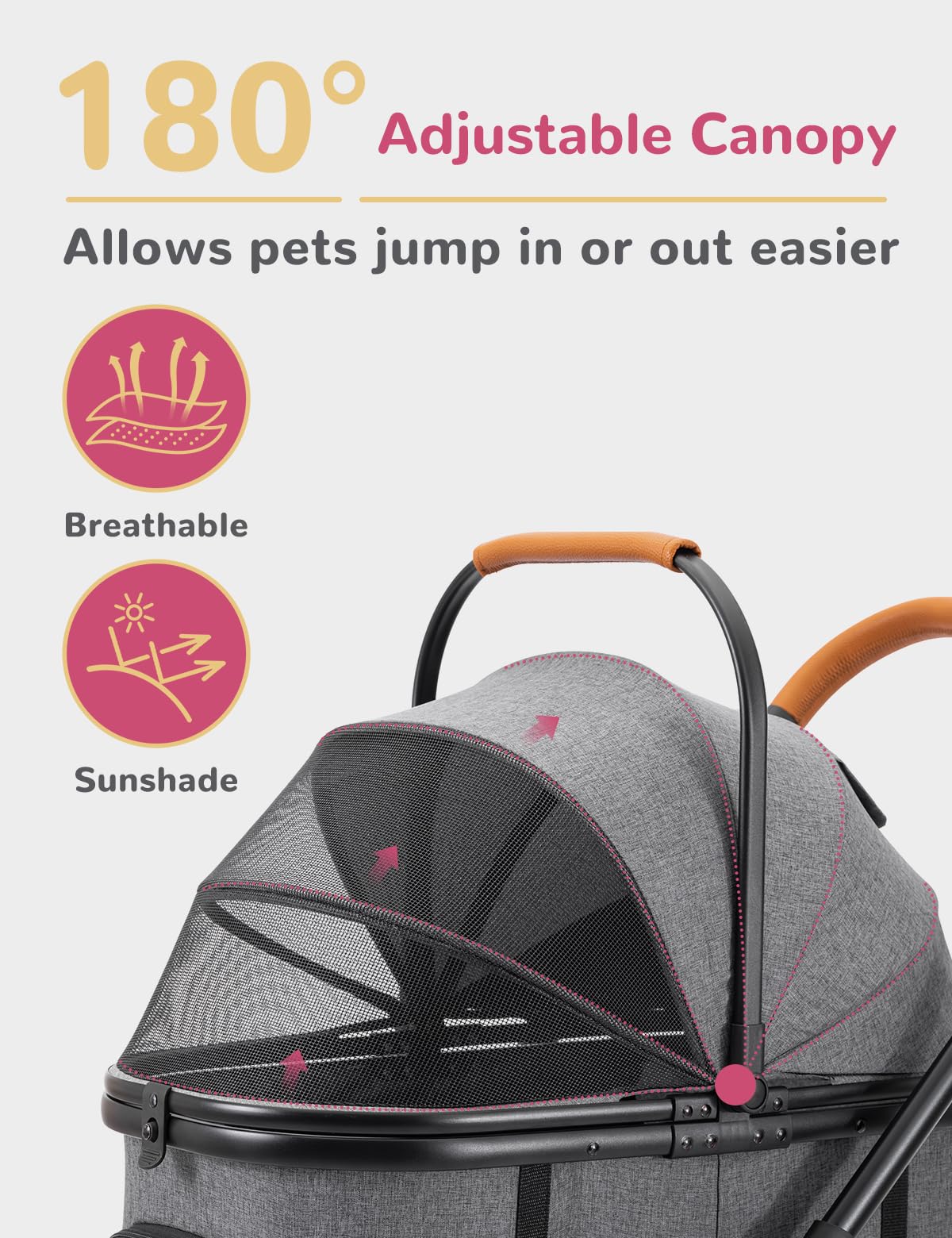 SUNTHX dog stroller storage basket holds toys, treats, and bags.