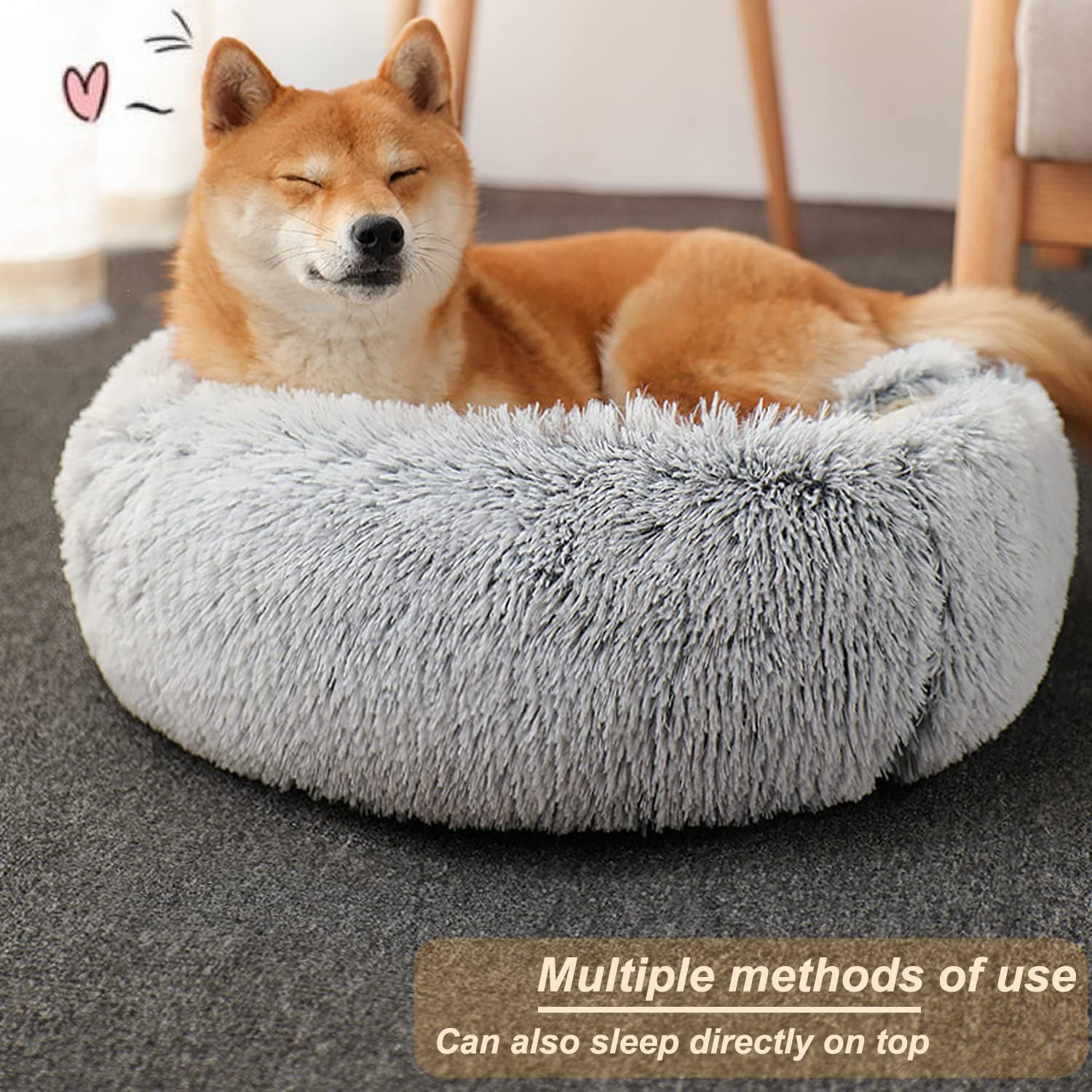 SUOXU small dog bed non-slip bottom keeps bed in place on smooth floors