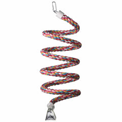 Super Bird Creations SB325 large bungee toy in cage side view promotes active play and balance.