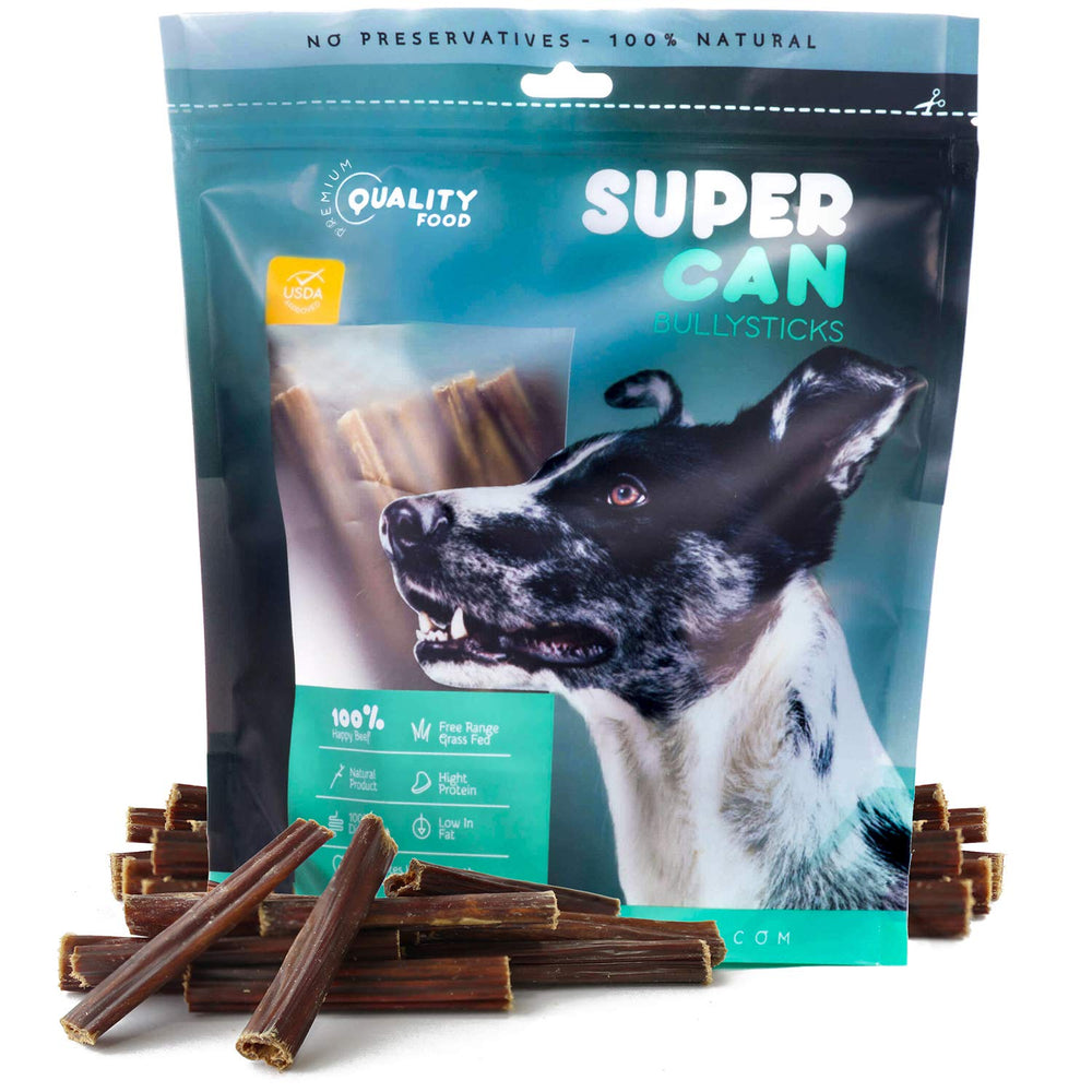 SUPER CAN BULLYSTICKS 6in beef-gullet-stick-packaging for a long-lasting chew.
