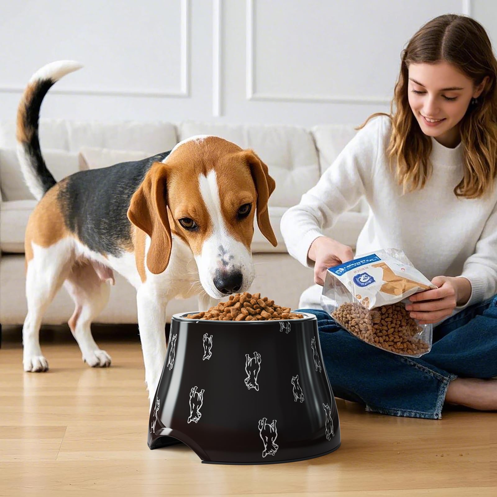Super Design black elevated dog bowl for modern, tidy feeding areas.