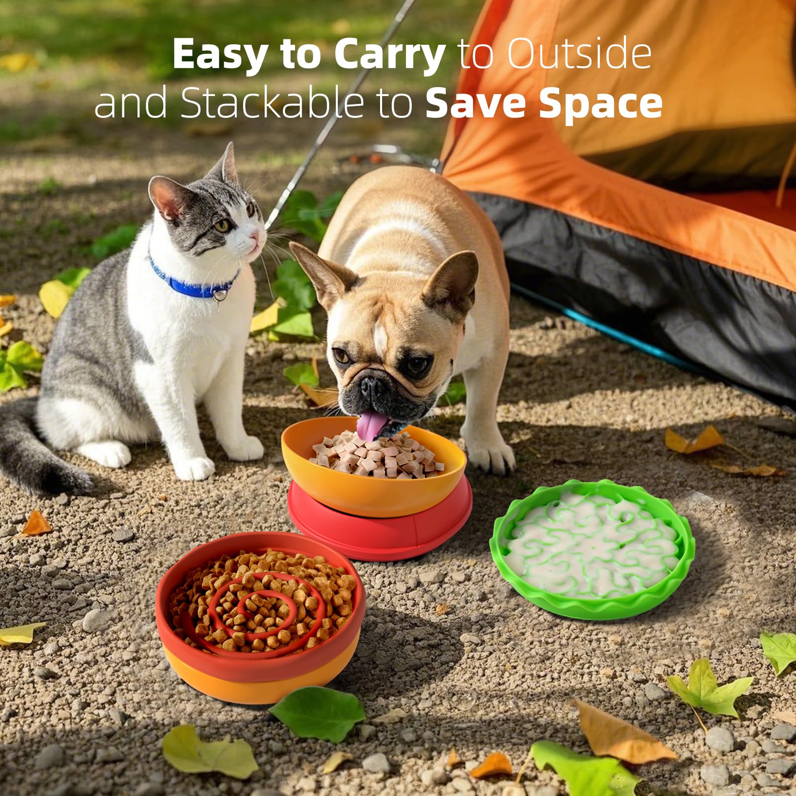 Super Design dog bowls with non-slip bottom keep bowls steady during meals.
