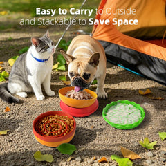 Super Design dog bowls with non-slip bottom keep bowls steady during meals.