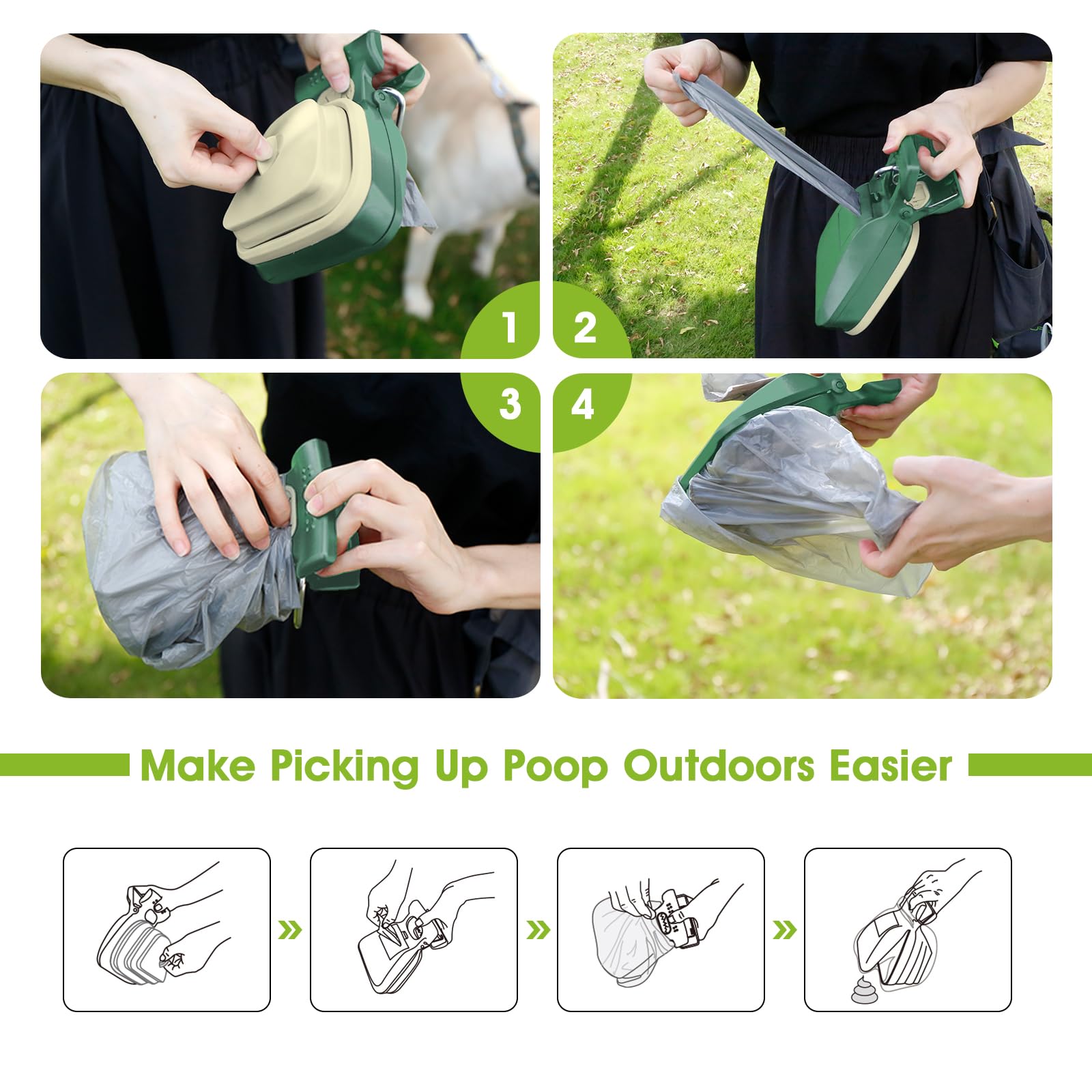 Super Design ergonomic handle poop scooper reduces hand fatigue