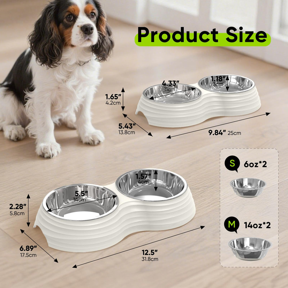 Super Design non-slip base dog bowls white provide stable feeding during playful meals.