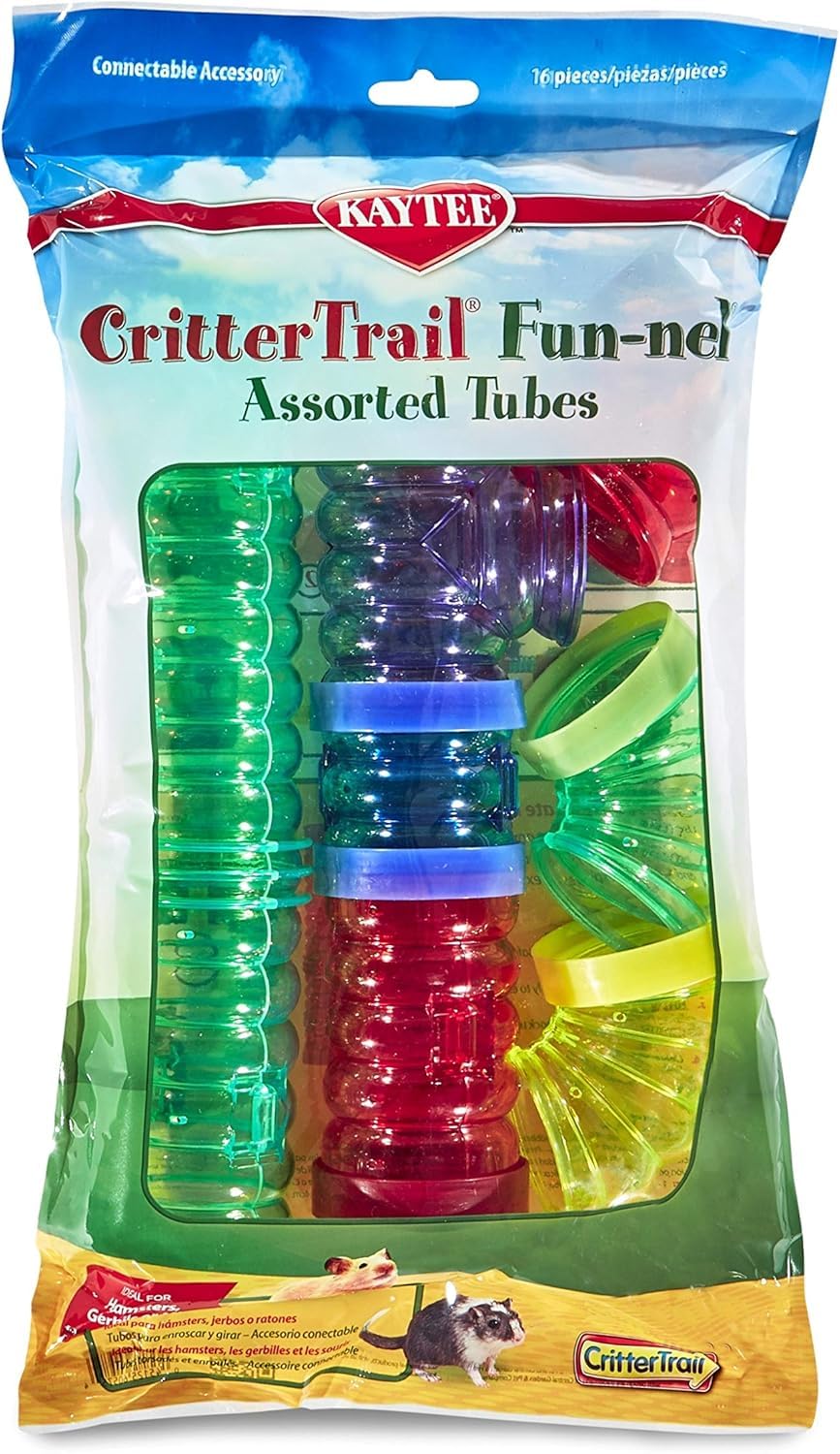 Kaytee Crittertrail Fun-Nels 8-pack tubes expand habitats for hamsters, gerbils, and mice.
