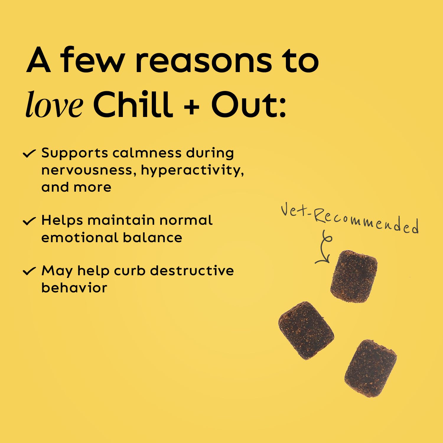Super Snouts Chill Out dog treats jar for convenient calming treats.