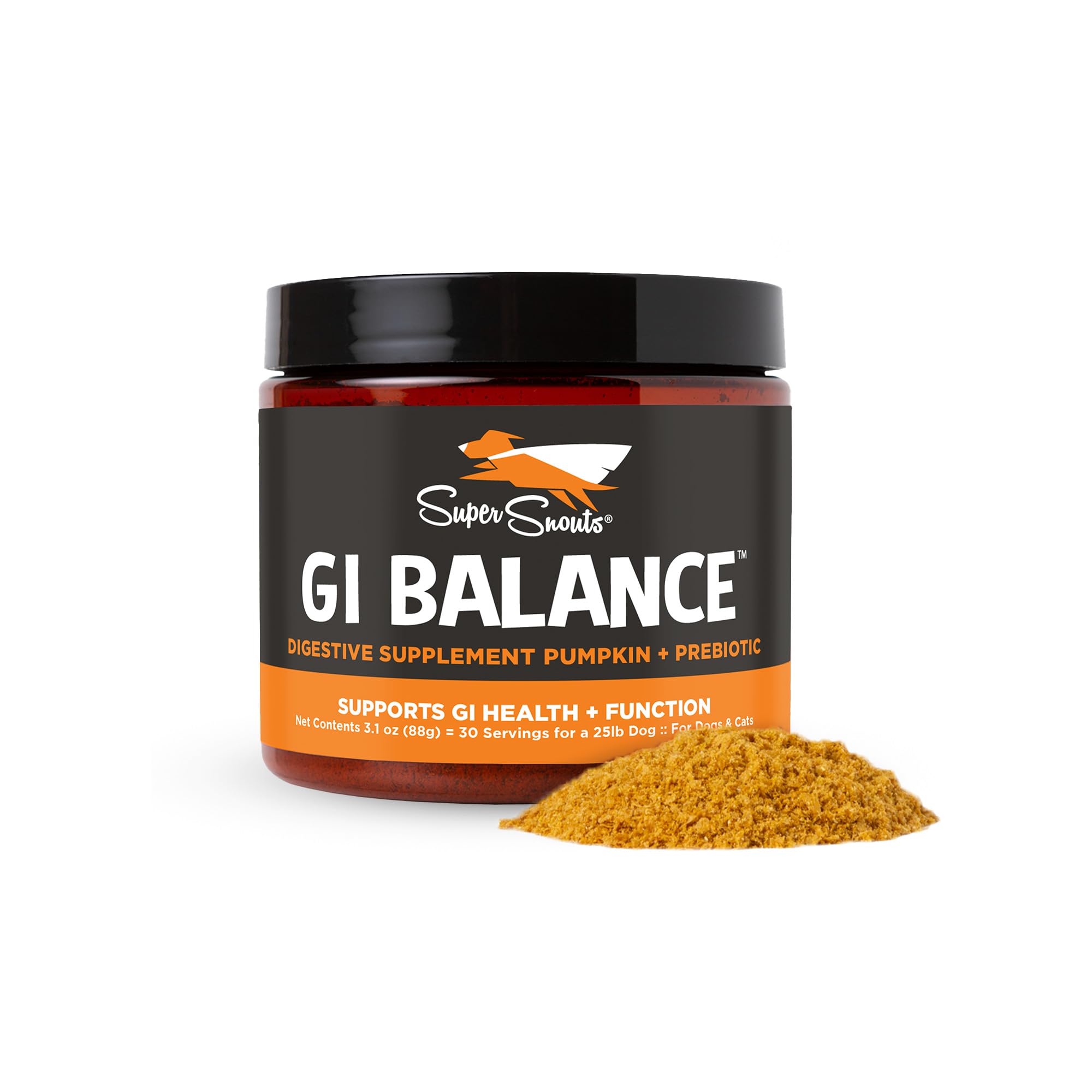 Super Snouts GI Balance pumpkin powder for dogs and cats supports gut health and digestion
