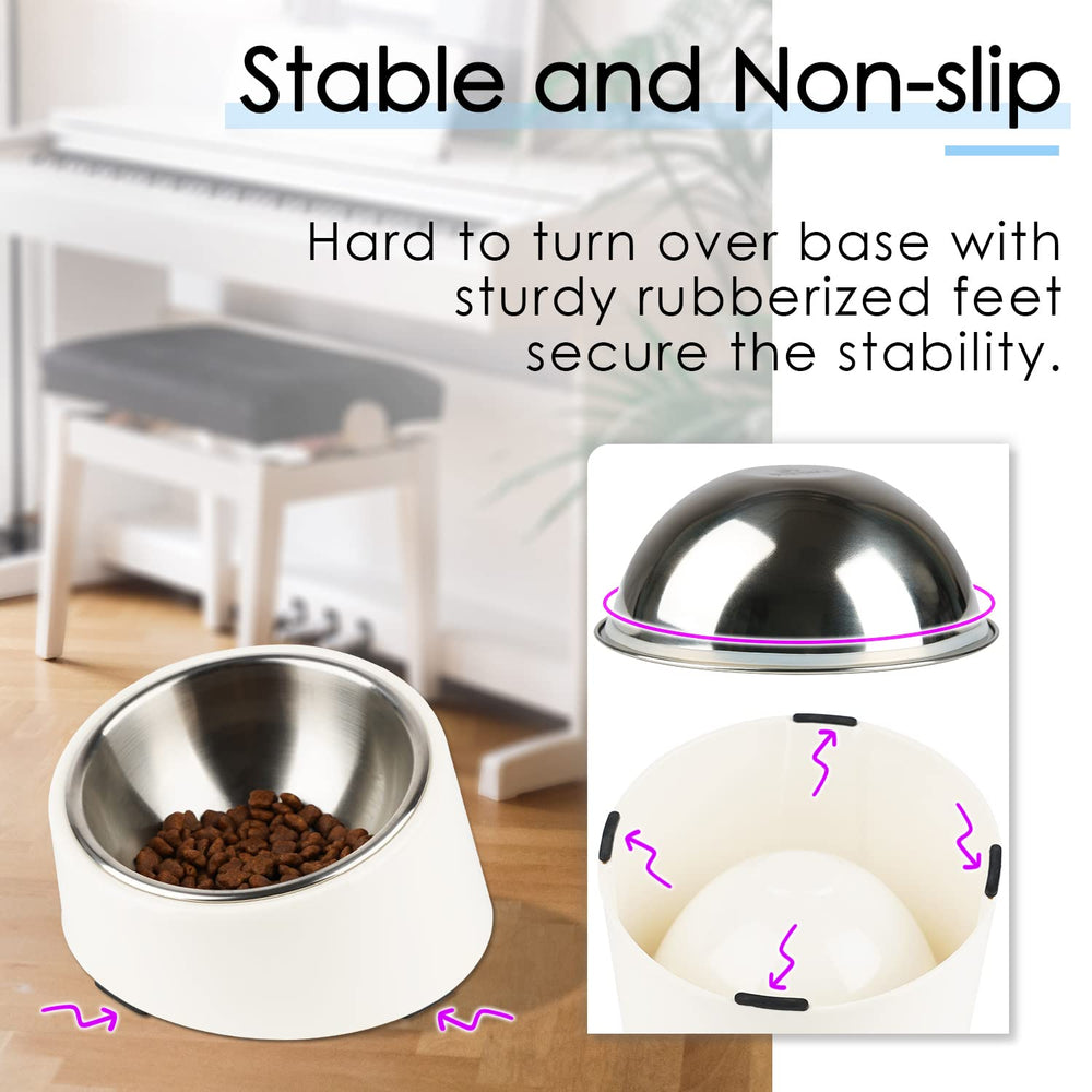 SuperDesign cat-raised-bowl design elevates neck comfort during feeding.