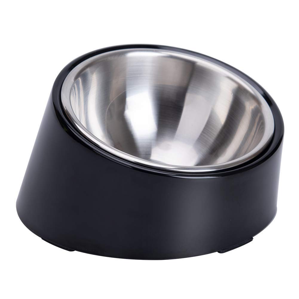 Super Design 15-degree slanted dog bowl front view for easy feeding and mess reduction.