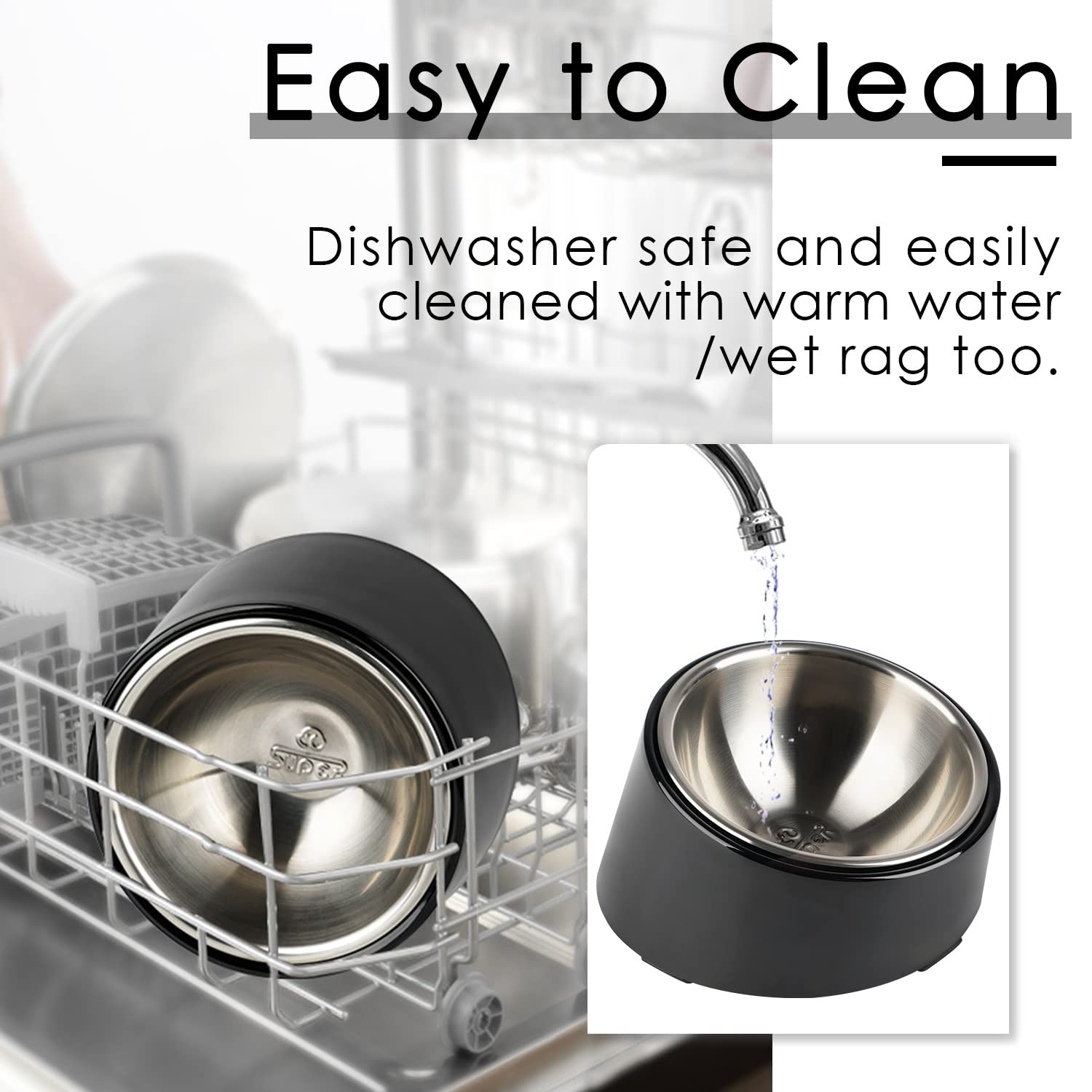 Super Design easy-clean setup with dishwasher-safe components for quick after-meal tidying.