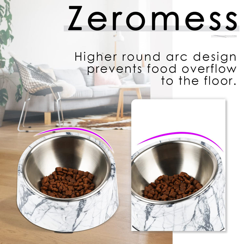 SuperDesign melamine stand with stainless bowl for durability and cleanability