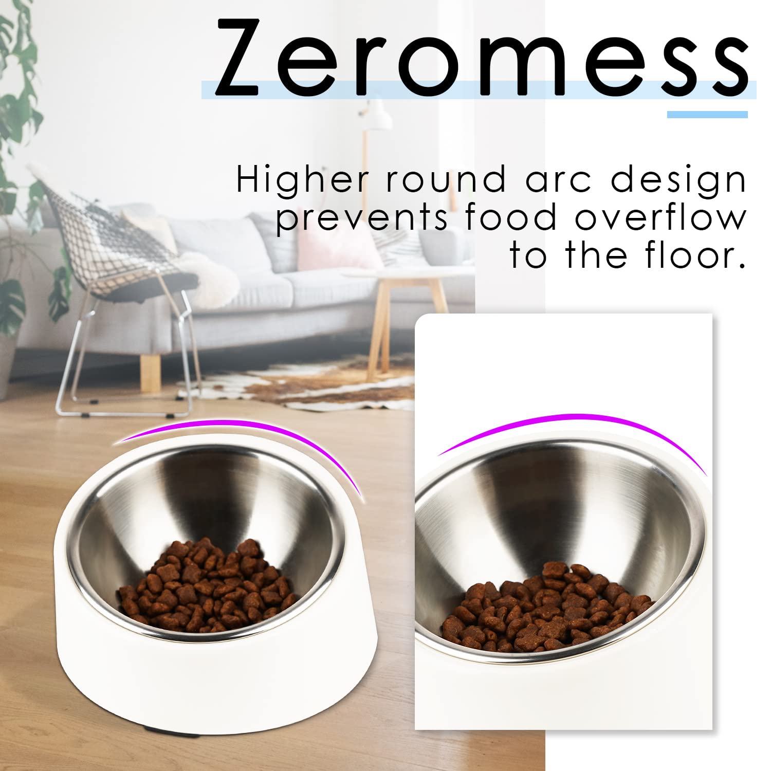 SuperDesign wide-base non-slip feet minimize spills on floors.