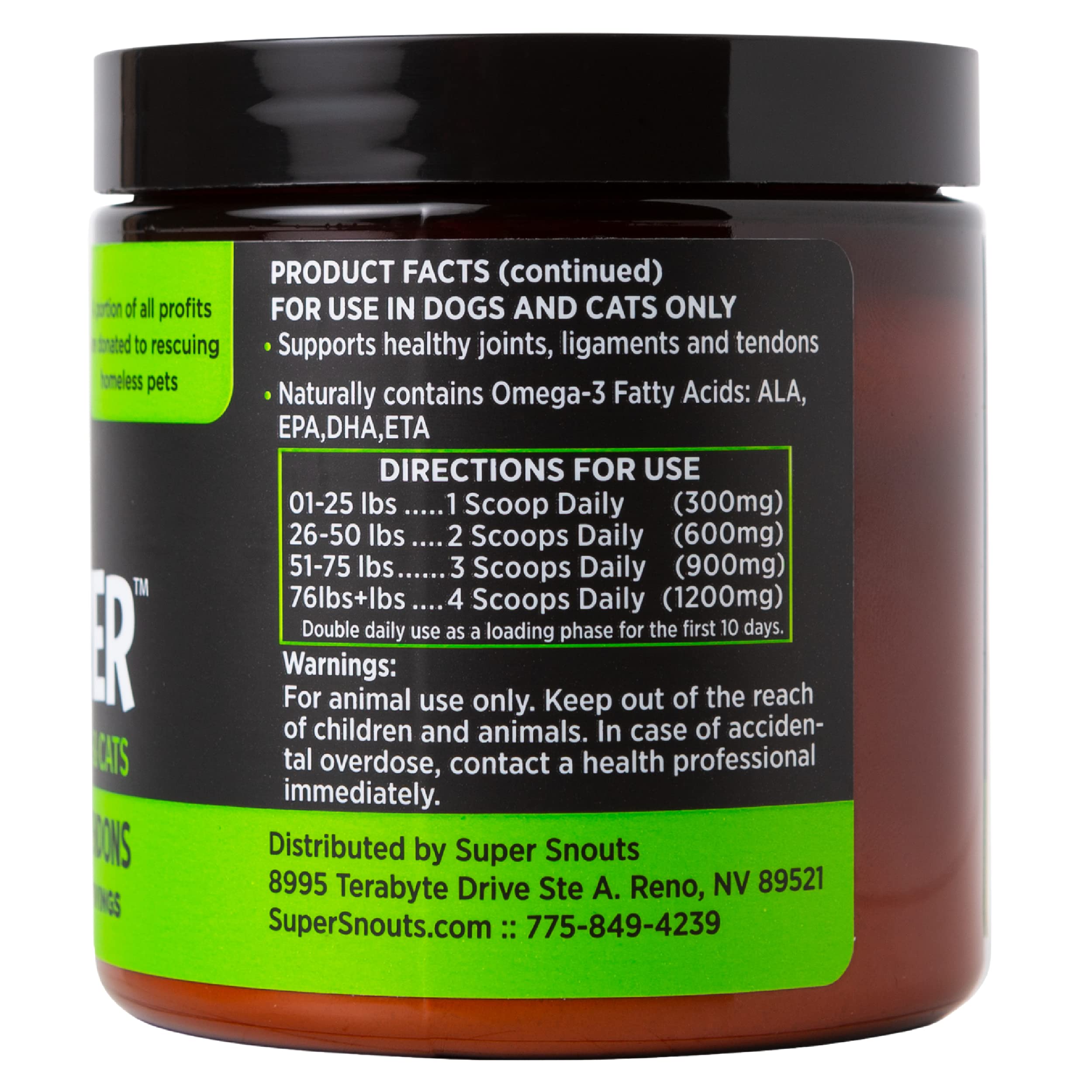 Super Snouts Joint Power storage image communicates shelf-stable product preservation.