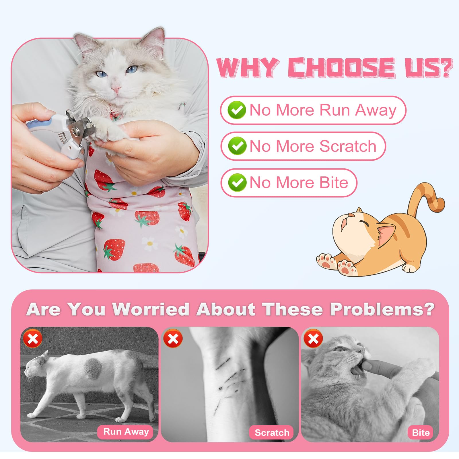 Supet cat grooming wrap anti-escape design keeps cat secure during grooming
