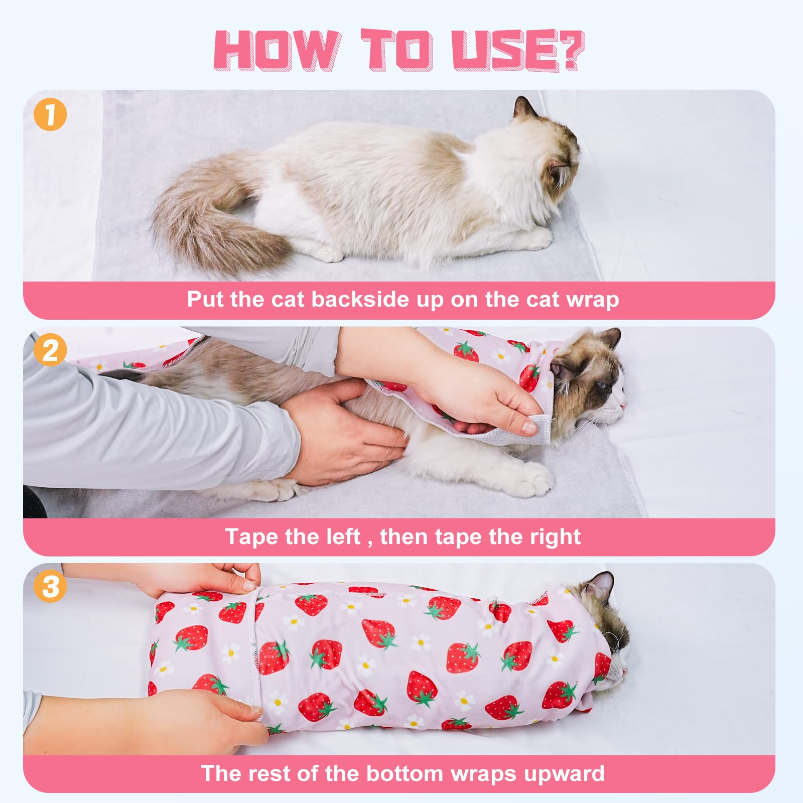 Supet cat grooming wrap detangle fur during grooming