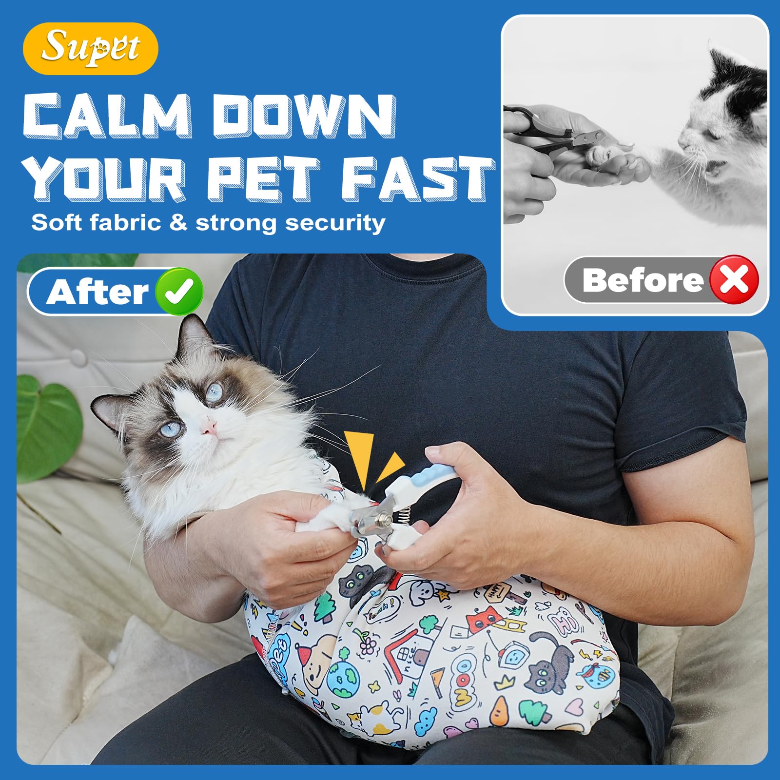 Supet Cat Grooming Wrap para medicación, manejo silencioso