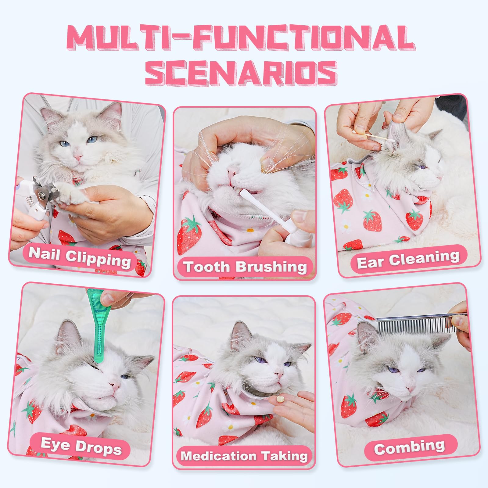 Supet cat grooming wrap medication time in a secure wrap