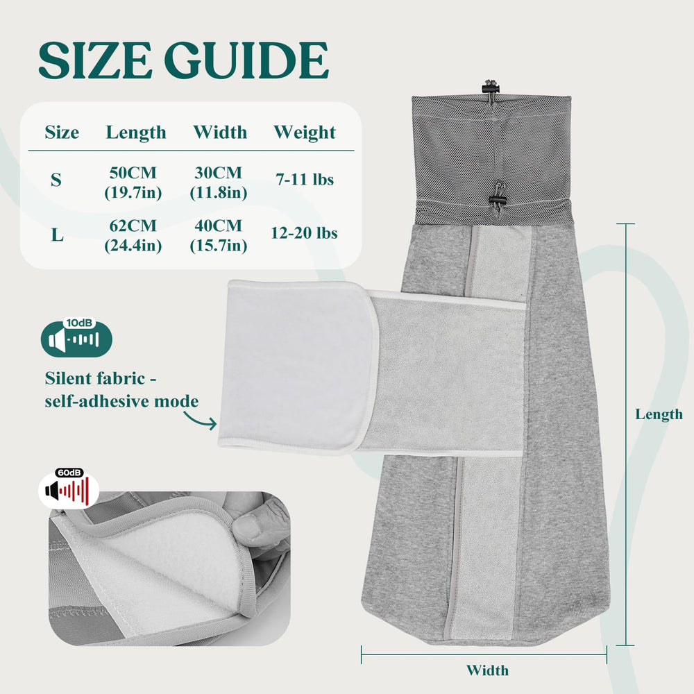 Supet cat grooming wrap offers multi-opening access for paws, mouth, or tail tasks.
