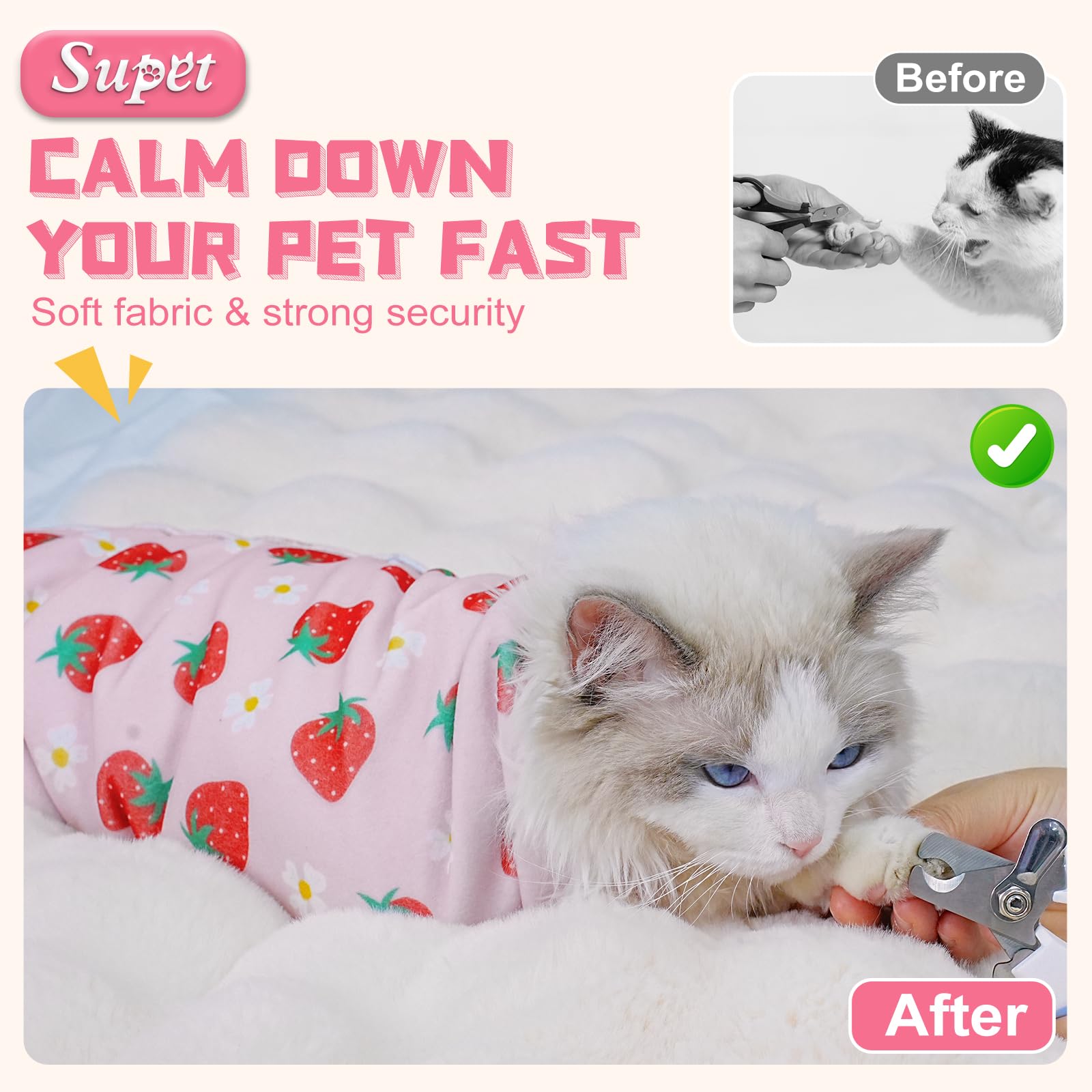 Supet cat grooming wrap silent operation during grooming sessions